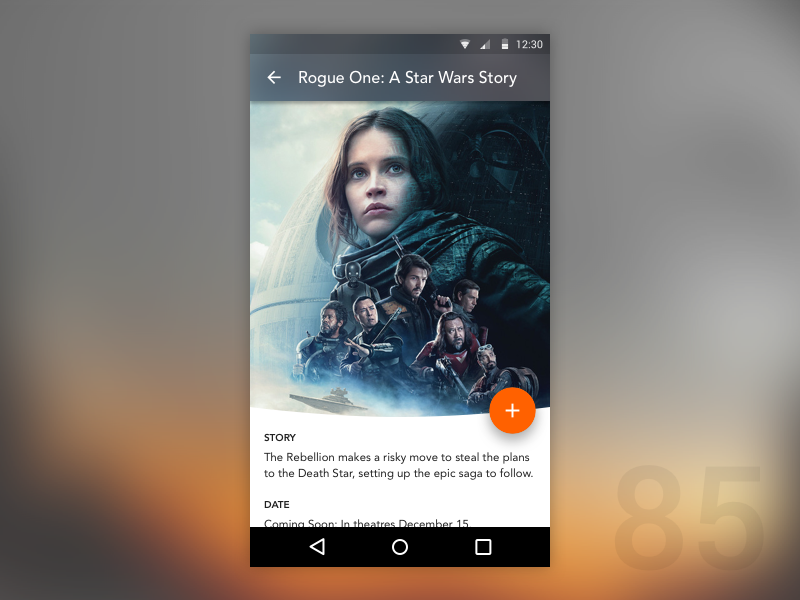 App concept with an image from Rouge One: A Star Wars Story.