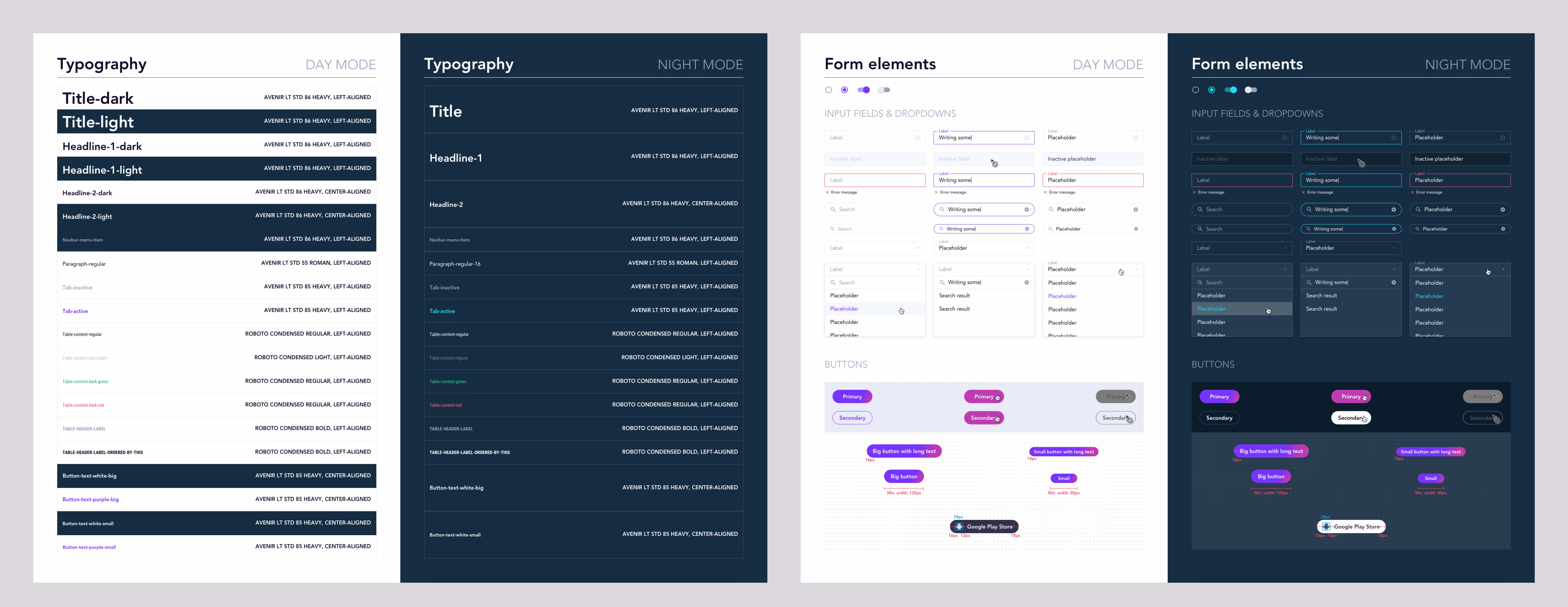 Screenshot of our component library showing typography and form elements such as dropdown menus and buttons.