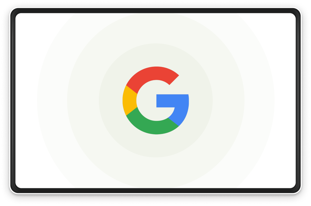 A screen showing the Google logo.